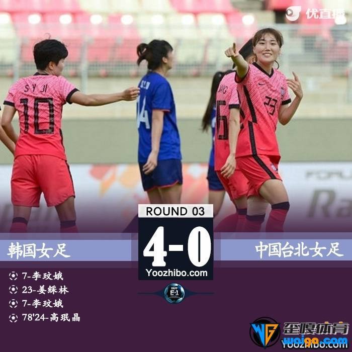 韩国女足4-0中国台北女足